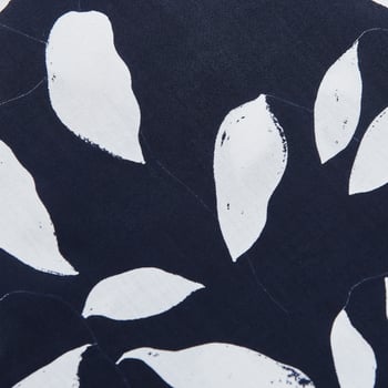 Sunspel Navy Blue Printed Cotton Short Sleeve Shirt Fabric