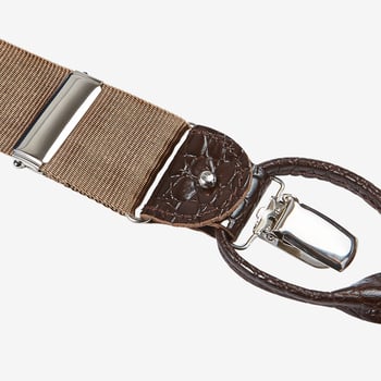 Albert Thurston Gold Nylon Brown Leather 35mm Braces Detail