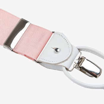 Albert Thurston Light Pink Nylon White Leather 40 mm Braces Detail