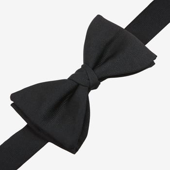 Drake's Black Pre-Tied Silk Bow Tie Detail