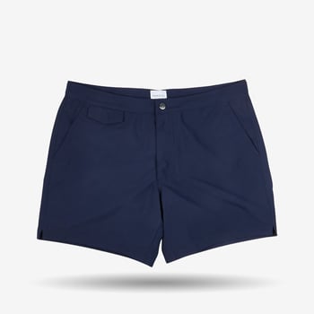 Sunspel Navy Blue Tailored Swim Shorts Front