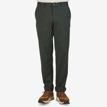Canali Green Melange Washable Wool Trousers Front
