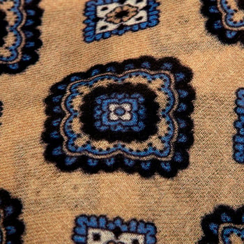 Amanda Christensen Beige Paisley Printed Wool Scarf Fabric