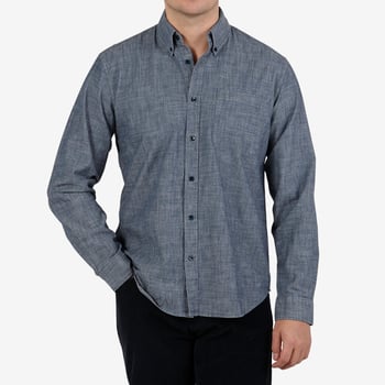 COF Washed Blue Cotton Chambray BD Shirt Front