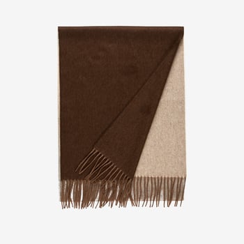 Johnstons of Elgin Brown Beige Degrade Cashmere Scarf Feature