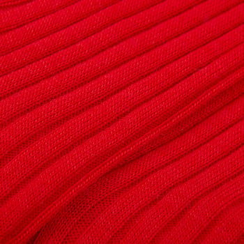Pantherella Indies Red Merino Wool Ribbed Ankle Socks Fabric
