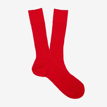 Pantherella Indies Red Merino Wool Ribbed Ankle Socks Feature