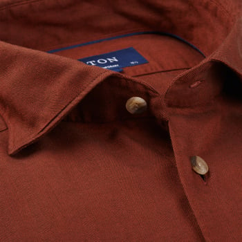 Eton Rust Brown Cotton Tencel Contemporary Shirt Open