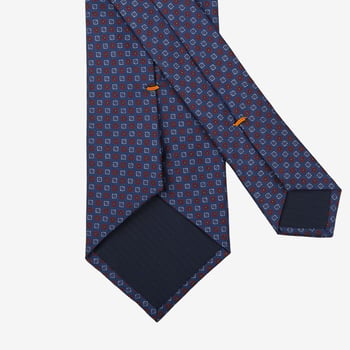 Gierre Milano Indigo Blue Geometrical Printed Silk Tie Back