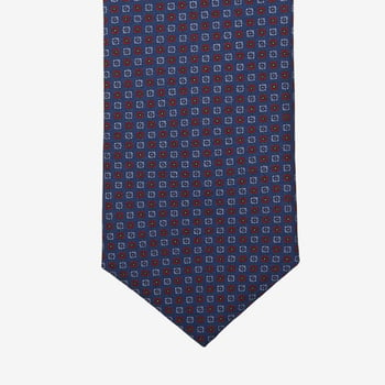 Gierre Milano Indigo Blue Geometrical Printed Silk Tie Tip