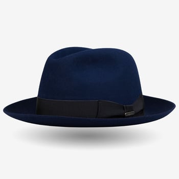 Wigéns Blue Felted Rabbit Fur Fedora Hat Feature