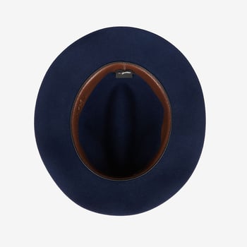 Wigéns Blue Felted Rabbit Fur Fedora Hat Inside