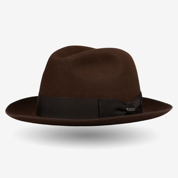 Wigéns Brown Felted Rabbit Fur Fedora Hat Feature