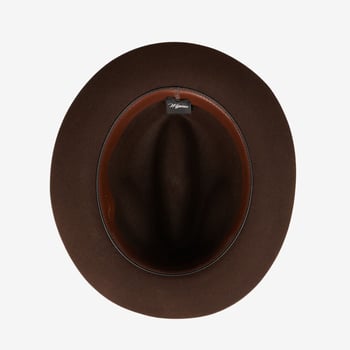 Wigéns Brown Felted Rabbit Fur Fedora Hat Inside