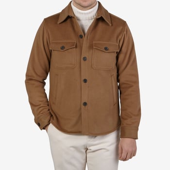 Oscar Jacobson Dark Camel Wool Cashmere Maverick Jacket Front1