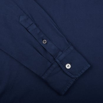 Fedeli Dark Blue Giza Organic Cotton Polo Shirt Cuff1