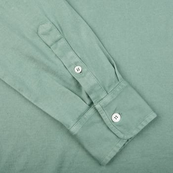 Fedeli Light Green Giza Organic Cotton Polo Shirt Cuff