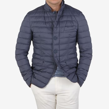 Herno Dove Blue Legend Technical Down Jacket Front