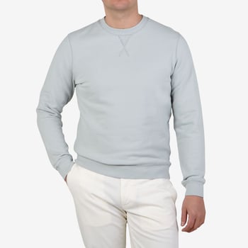 Sunspel Mint Green Cotton Loopback Sweater Front
