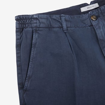 Briglia Navy Blue Cotton Linen Easy Fit Trousers Edge