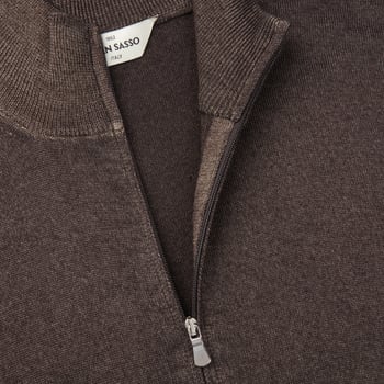 Gran Sasso Dark Brown Vintage Merino Wool Zip Cardigan Open