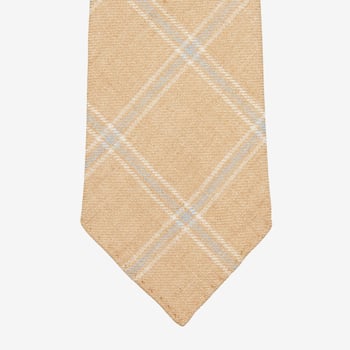 Dreaming of Monday Beige Windowpane 7-Fold French Linen Tie Tip