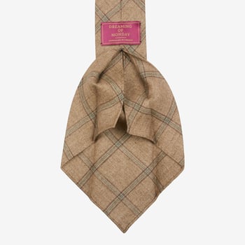 Dreaming of Monday Brown Windowpane 7-Fold French Linen Tie Open