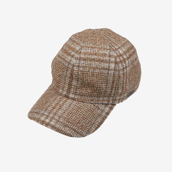 Wigéns Beige Checked Wool Alpaca Baseball Cap Feature