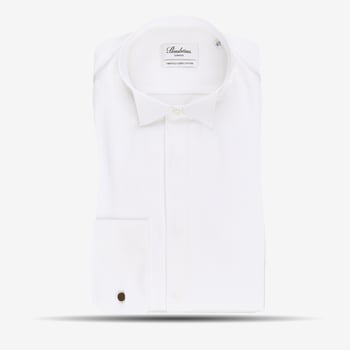 TAILORED Slimmer Fit Ivory COTTON RICH Wing Collar Dress Shirt Wedding 14.5-17" 