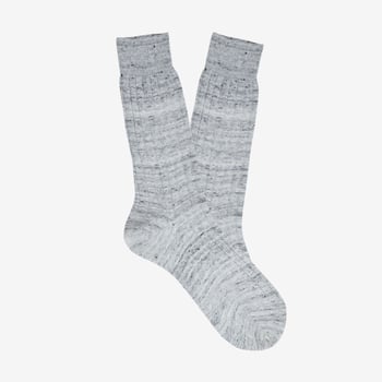 Bresciani Light Grey Melange Ribbed Linen Socks Feature