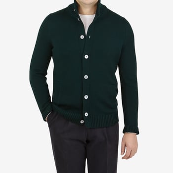 Gran Sasso Green Merino Wool Button Cardigan Front1