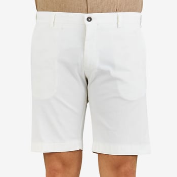 Berwich White Cotton Stretch Bermuda Shorts |