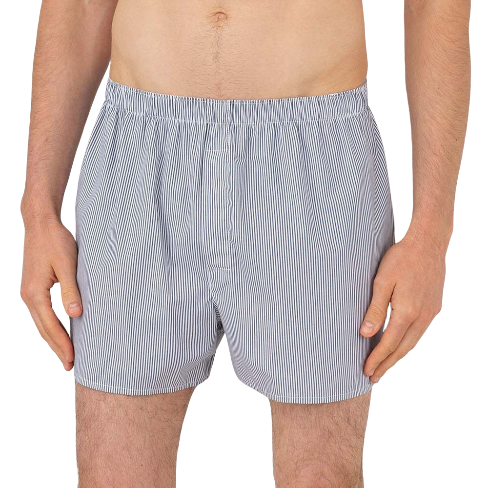 Navy Blue Pinstripe Cotton Poplin Boxer 
