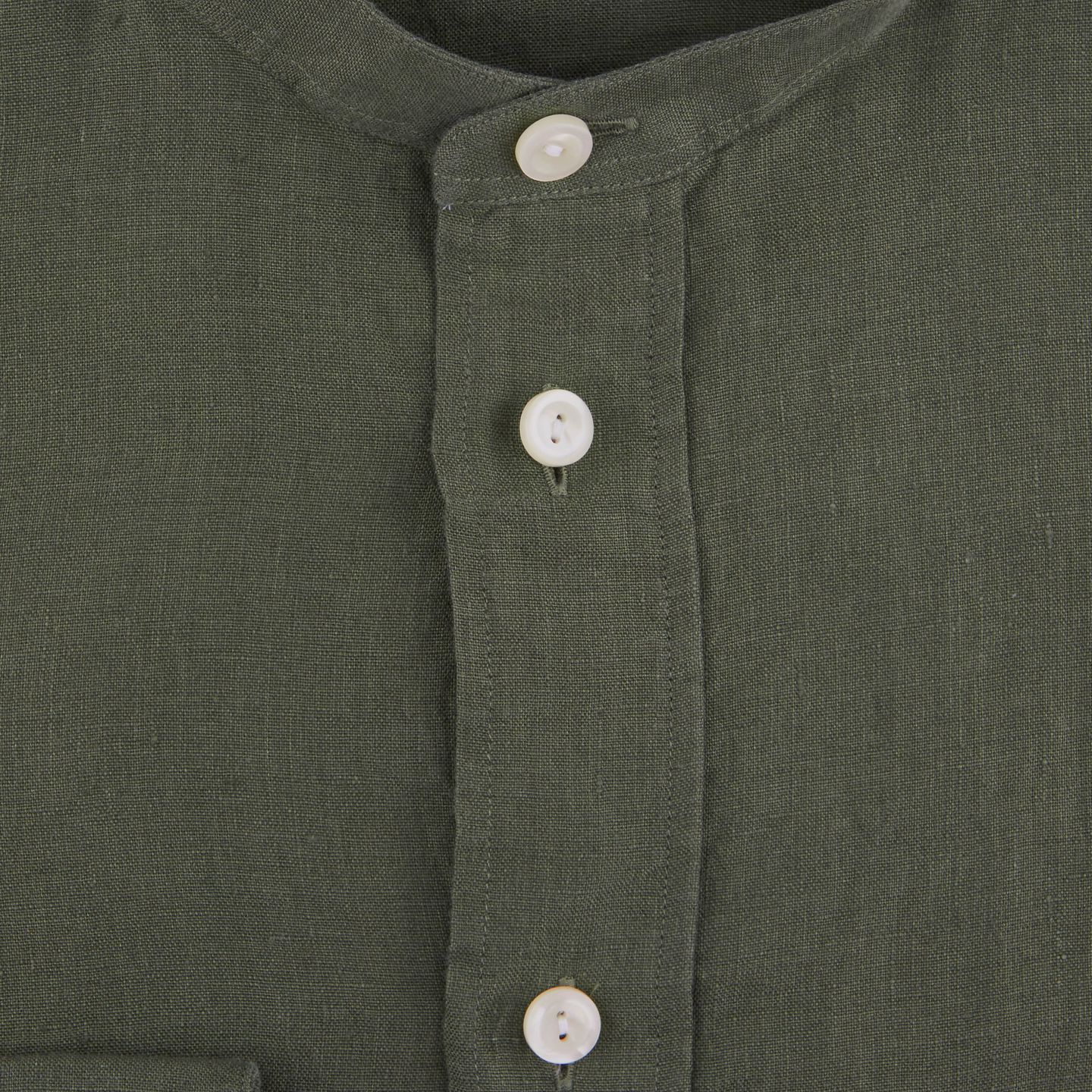 Eton - Green Mandarin Slim Linen Shirt | Baltzar