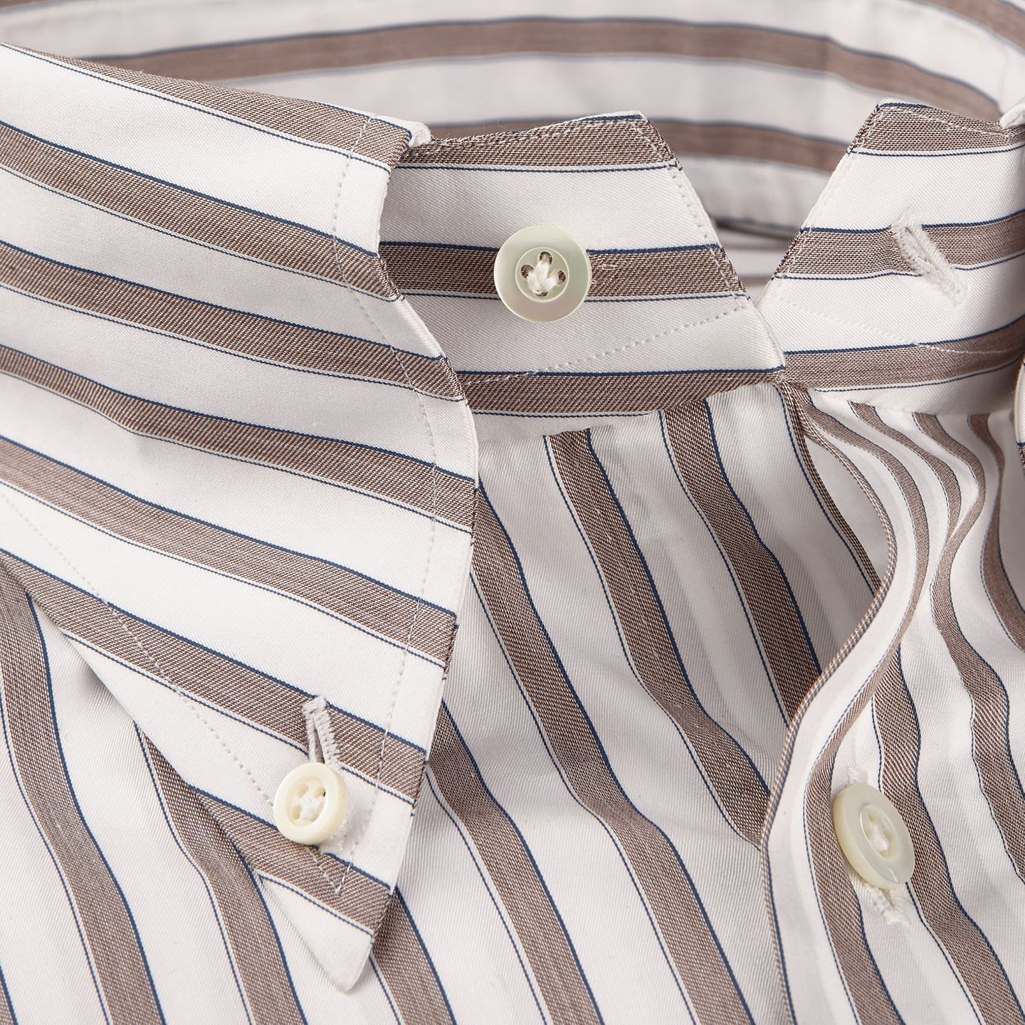 100Hands - Striped Brown and White Gold Line Tailored Fit Shirt | Baltzar