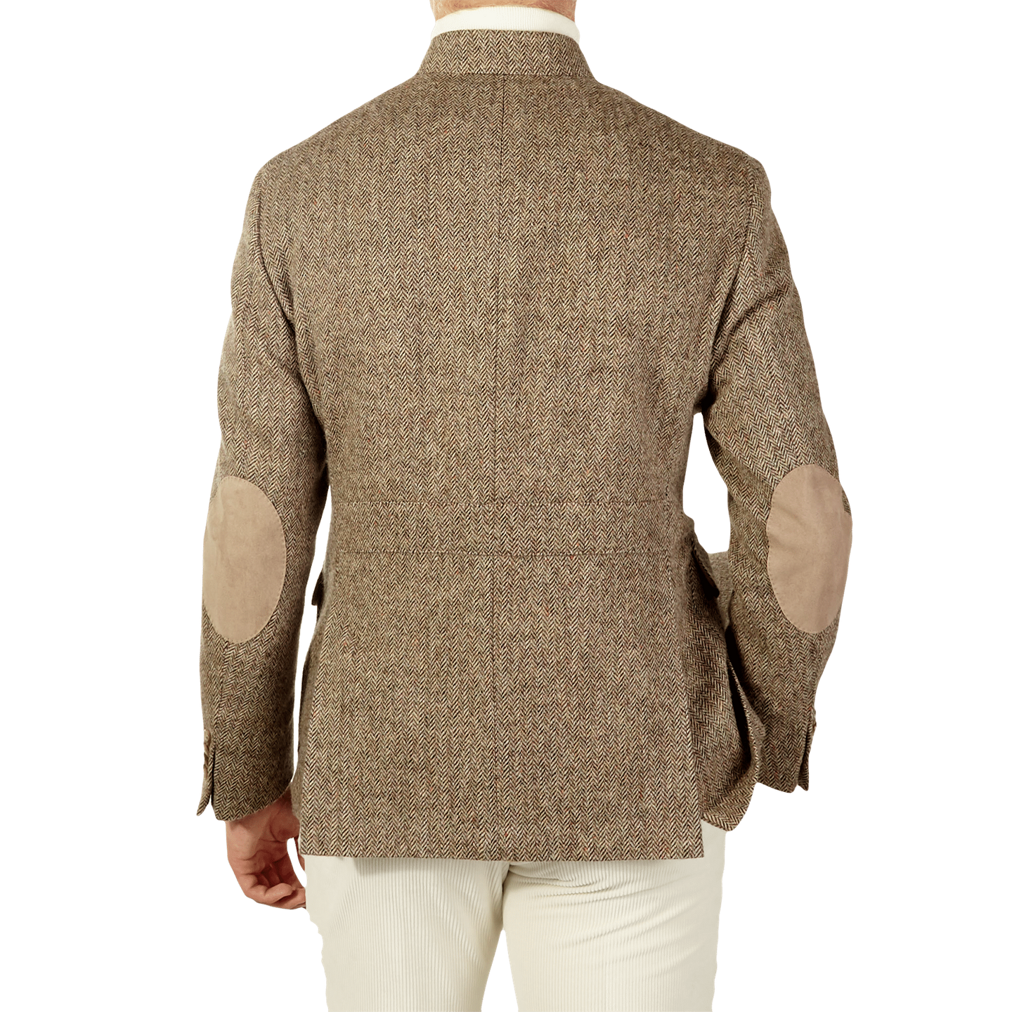 Beige Herringbone Wool Safari Jacket