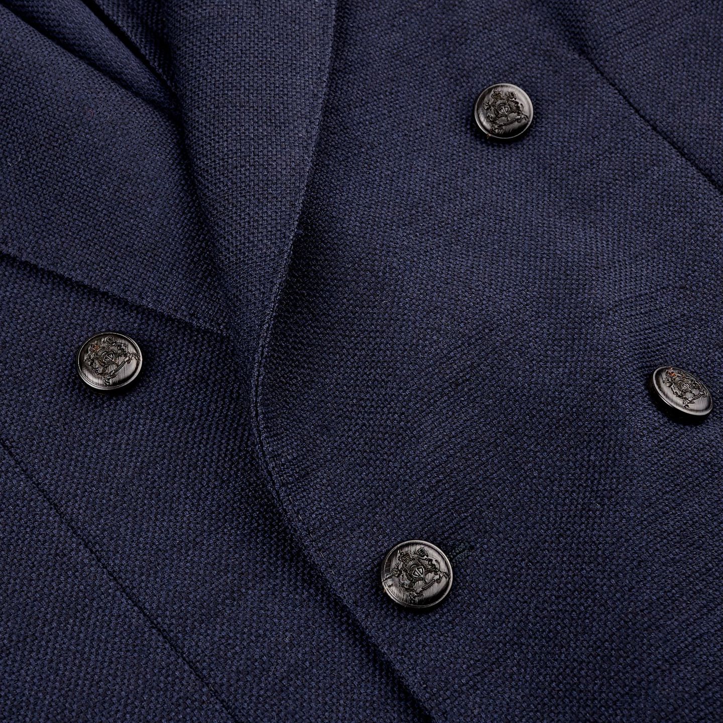 Lardini - Navy Wool Hopsack Double Breasted Blazer | Baltzar