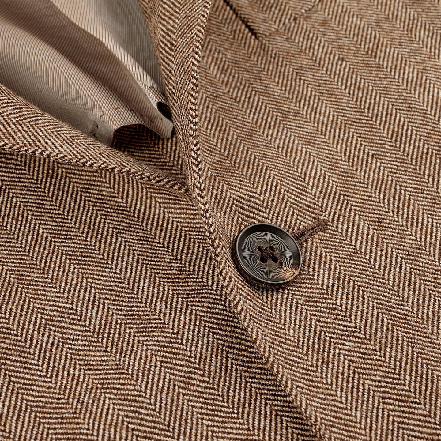 Caruso - Light Brown Herringbone Wool Aida Suit | Baltzar