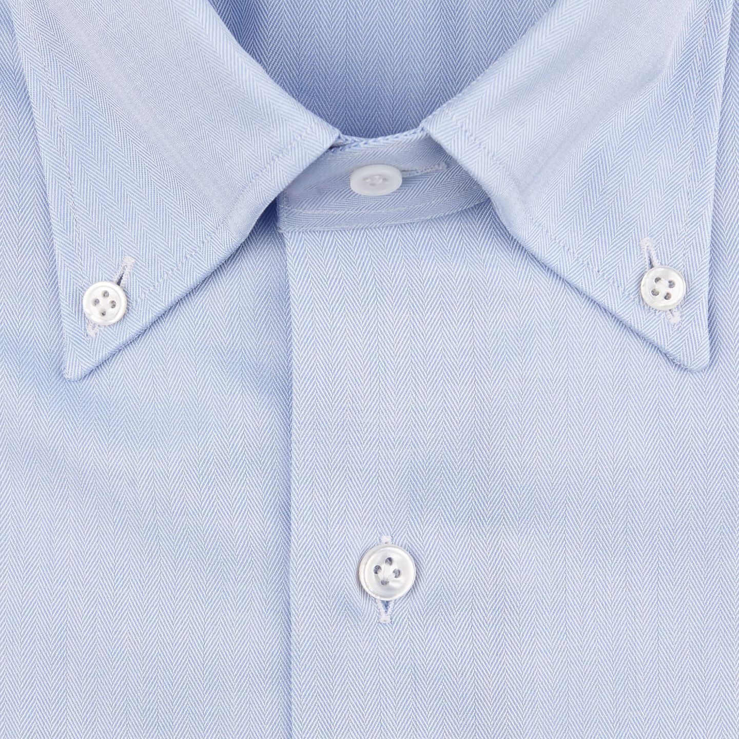 Mazzarelli - Sky Blue Herringbone Button Down Regular Fit Shirt | Baltzar