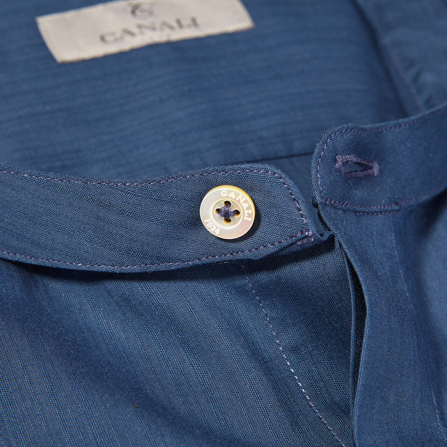 Canali - Indigo Blue Grandad Shirt | Baltzar