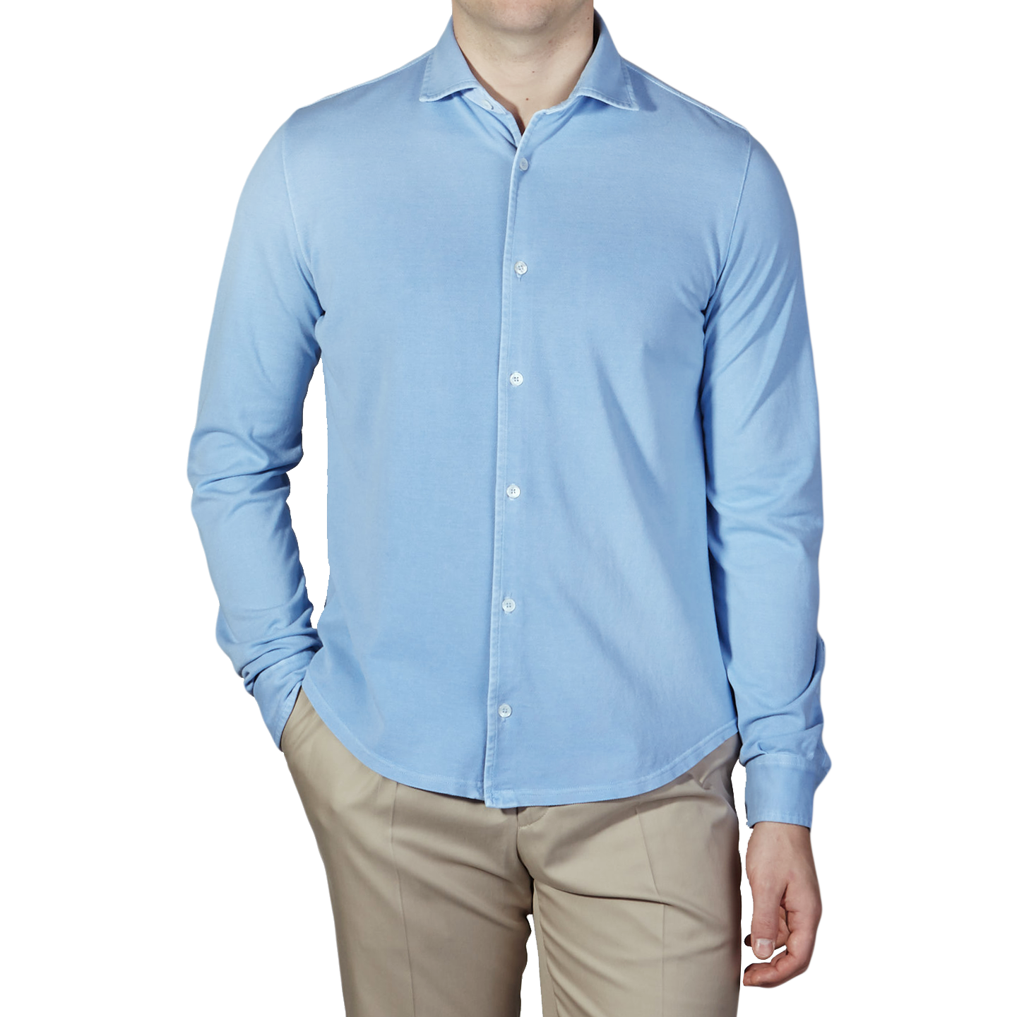 Fedeli - Light Blue Cotton Pique Shirt | Baltzar