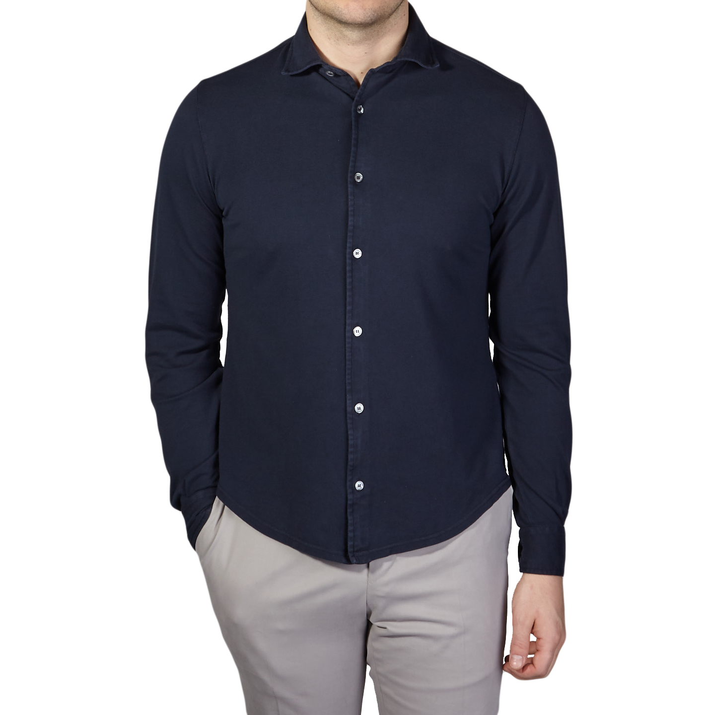 Fedeli - Navy Cotton Pique Shirt | Baltzar