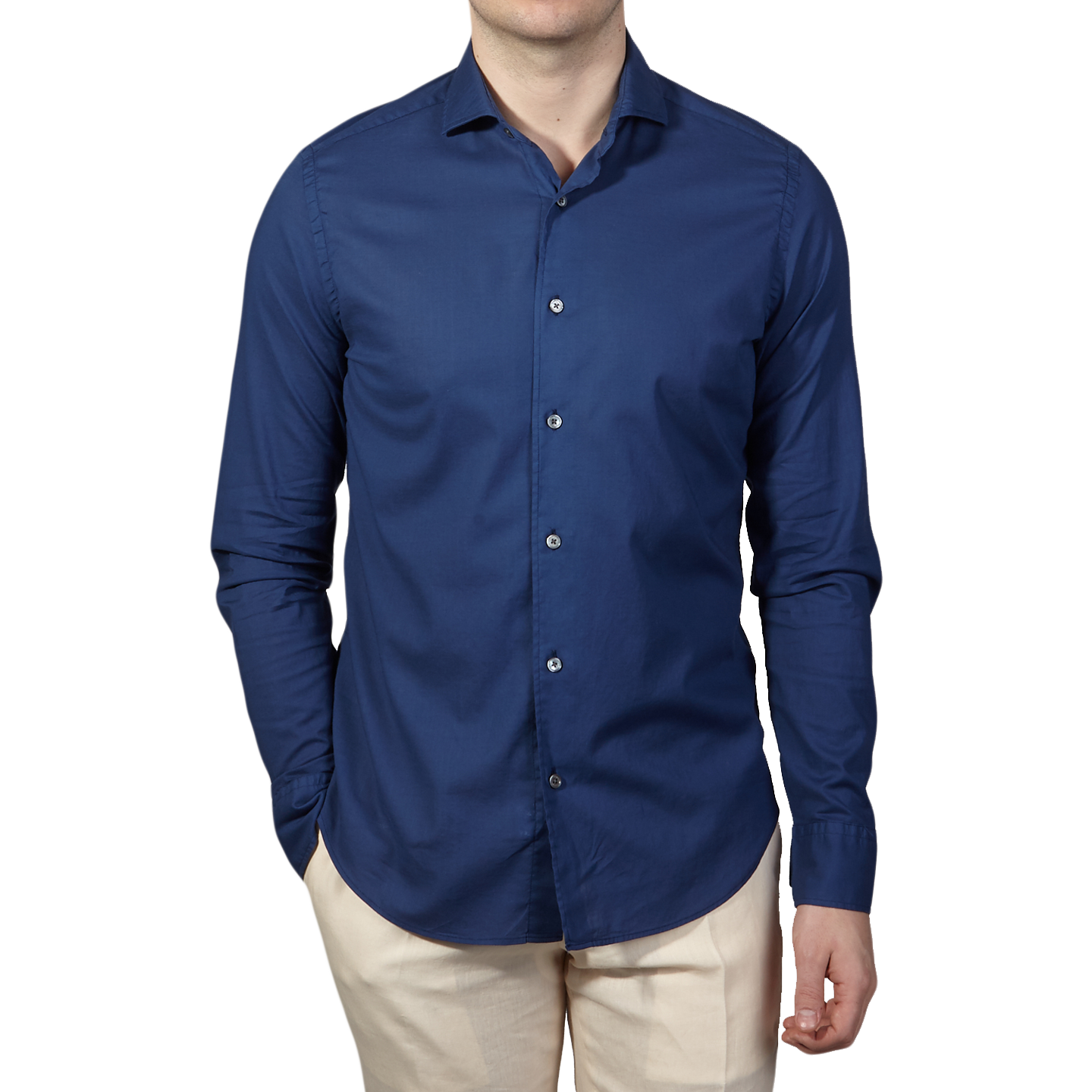 Fedeli - Navy Cotton Stretch Beach Shirt | Baltzar