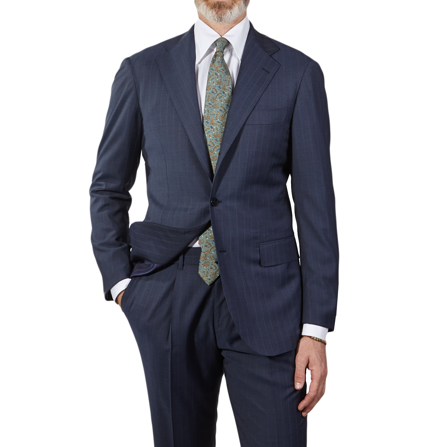 Ring Jacket Blue Pinstripe Light Weight Wool Suit Baltzar