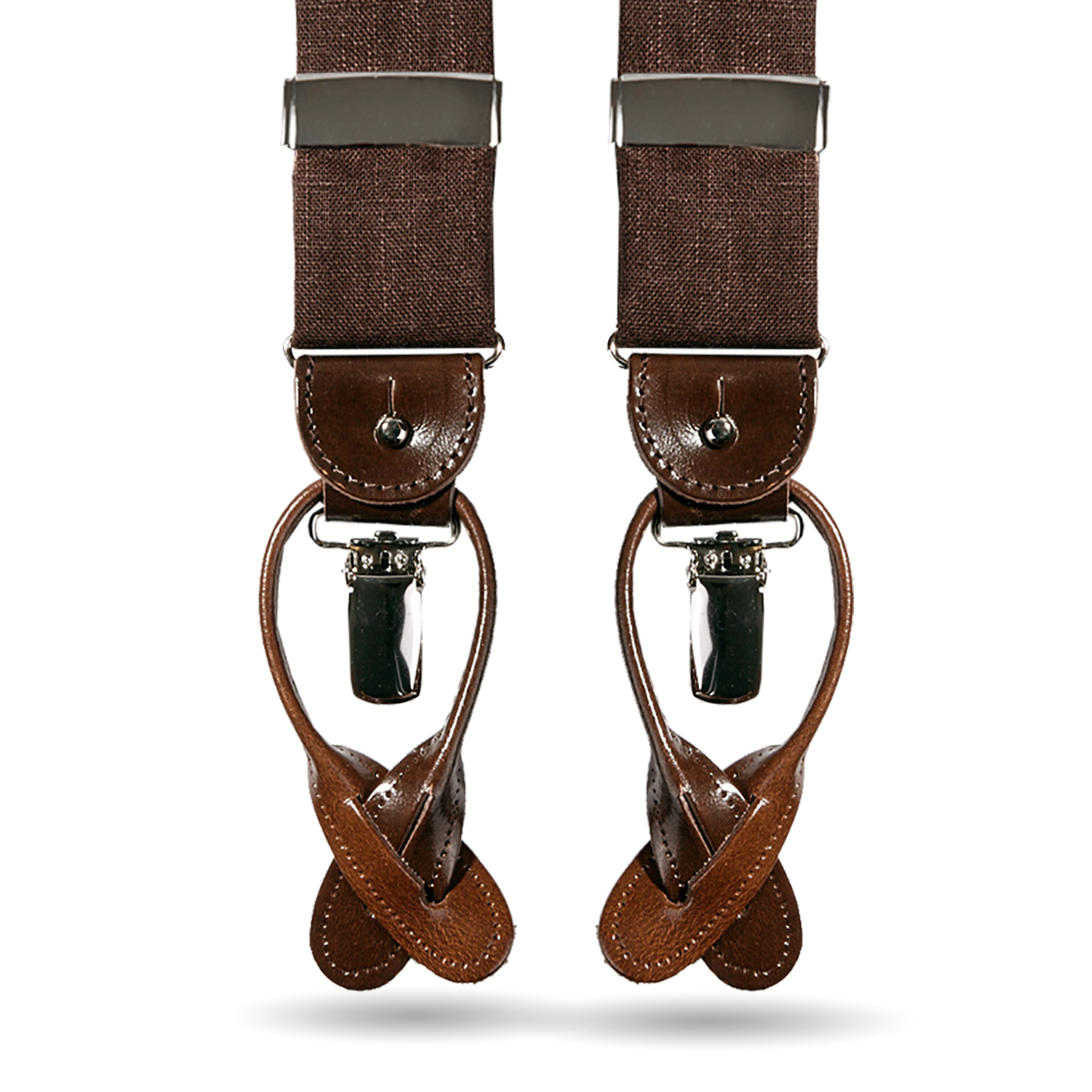 Albert Thurston - Brown Linen and Leather 35 mm Braces | Baltzar