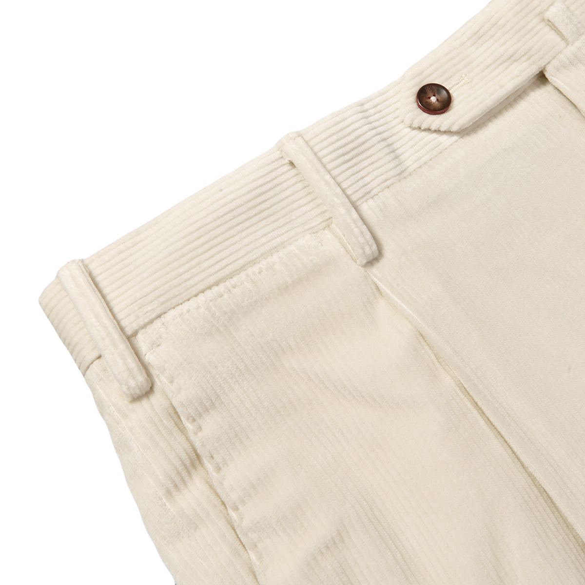 PT Torino - Off White Cotton Corduroy Pleated Trousers | Baltzar