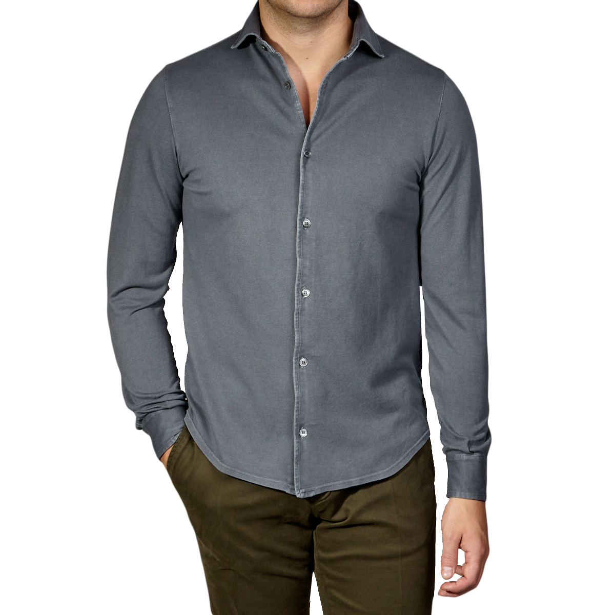 Fedeli - Grey Cotton Pique Shirt | Baltzar