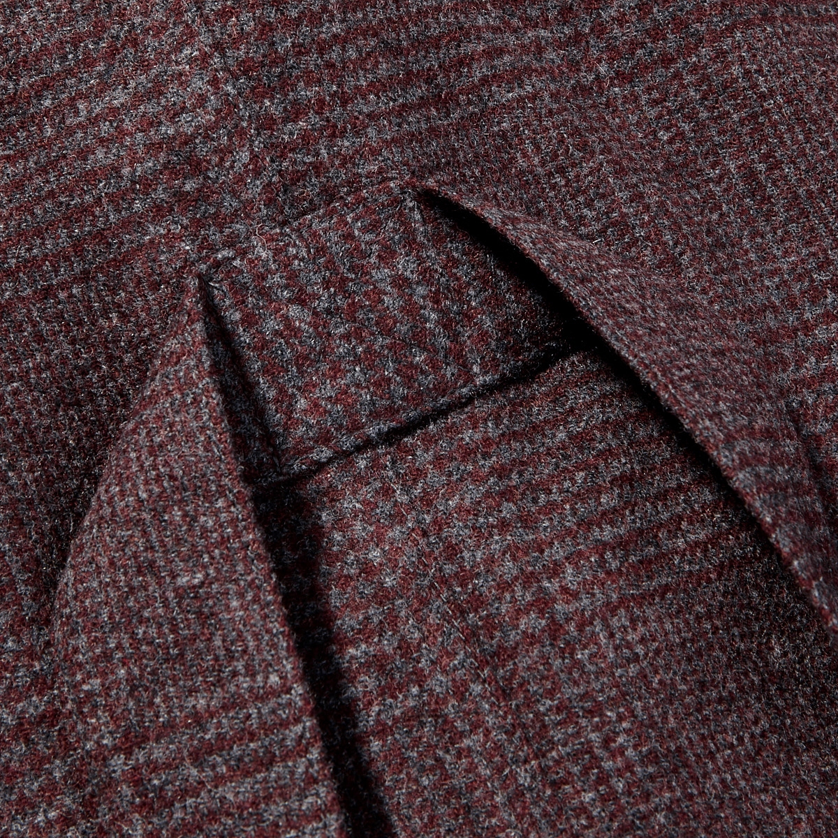 Lardini - Grey Burgundy Checked Belted Wool Jacket | Baltzar
