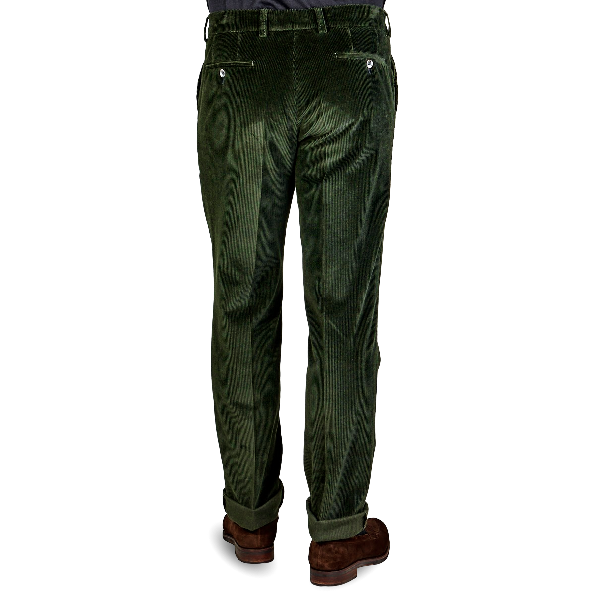 San Siro - Dark Green Cotton Corduroy Palma Trousers | Baltzar