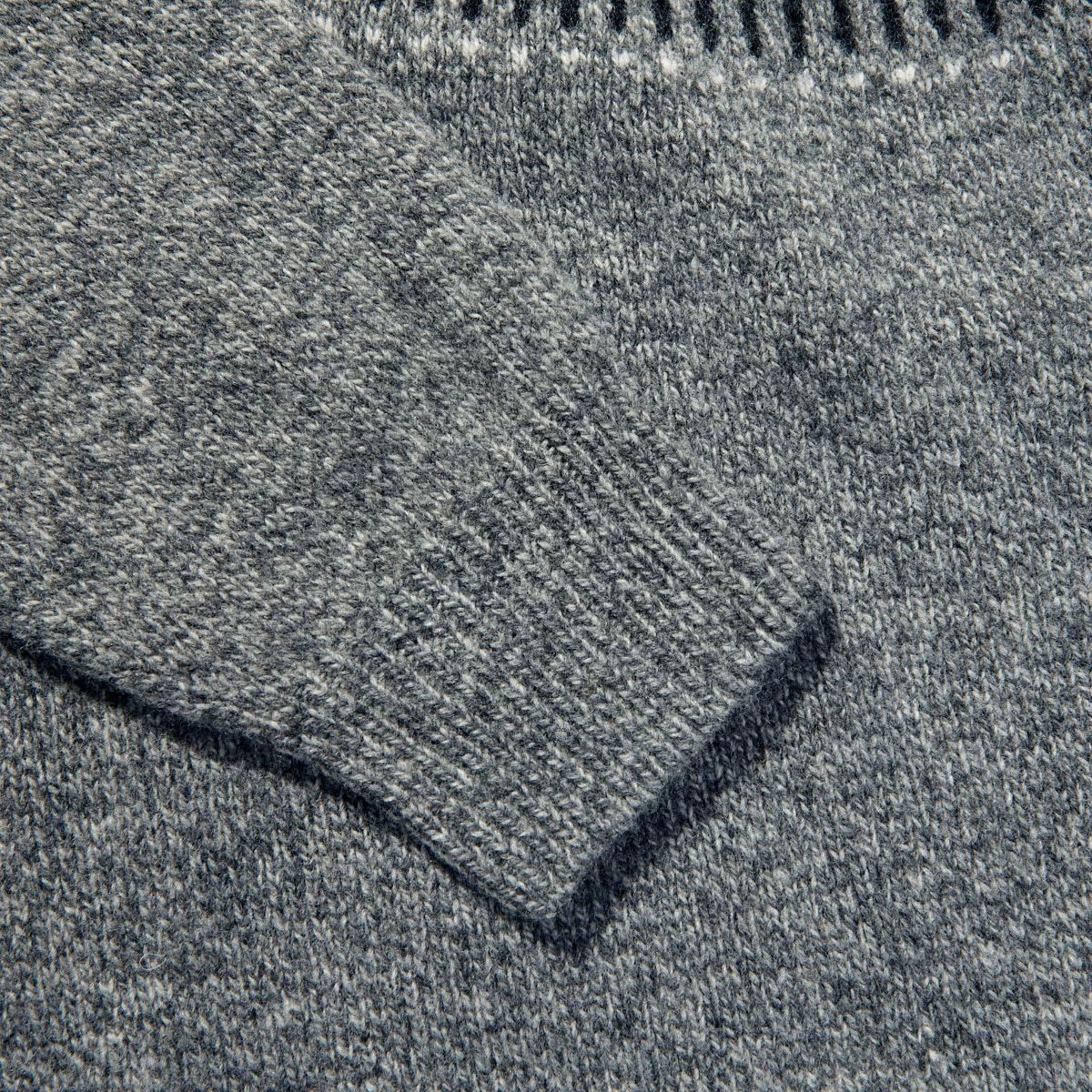 Sunspel - Grey Melange Lambswool Yoke Detail Jumper | Baltzar